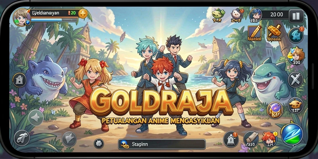 Screenshot permainan GOLDRAJA dengan aksi karakter yang menakjubkan.