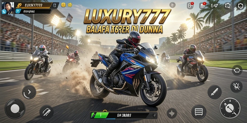 Tampilan gameplay mendebarkan balapan motor di LUXURY777.