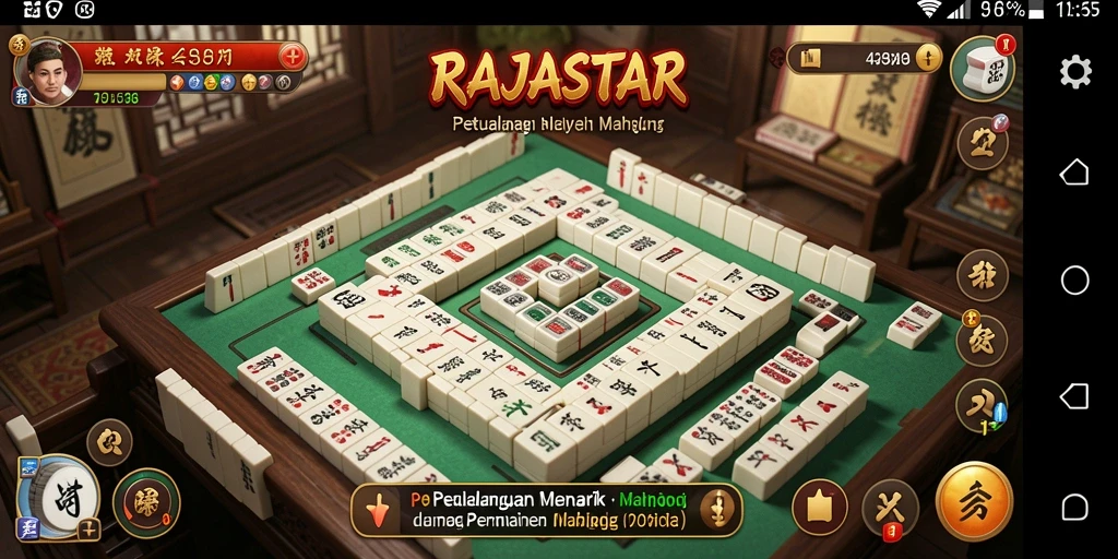 Tampilan gameplay menarik dari RAJASTAR yang penuh tantangan Mahjong.