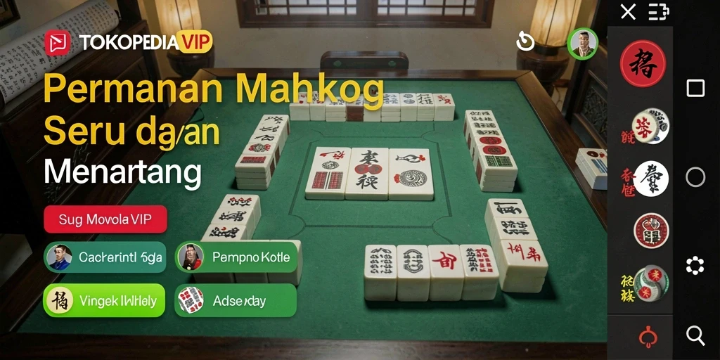 Tampilan gameplay Mahjong di TOKOPEDIAVIP yang menarik dan seru.