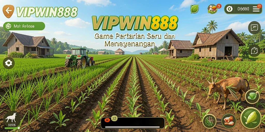 Tampilan gameplay <strong>VIPWIN88</strong> saat bercocok tanam di ladang.